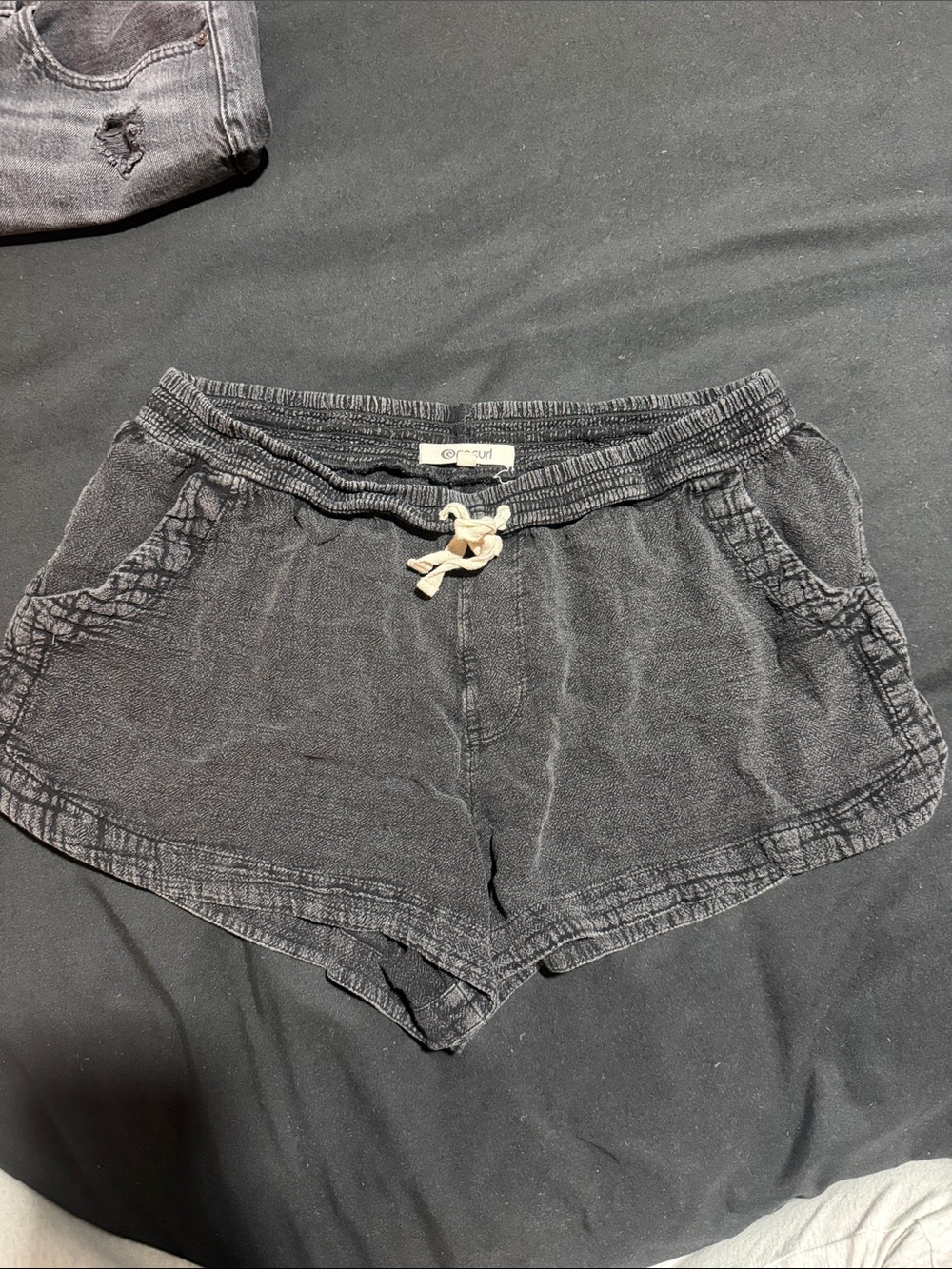Rip Curl Washed Black Drawstring Athletic Shorts